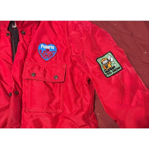 Vintage Herter’s Hudson Bay Snowmobile Suit Red Polaris Patch Belted USA L/XL - Picture 13 of 14